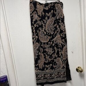 JM Collection Black and Tan Paisley Maxi Skirt